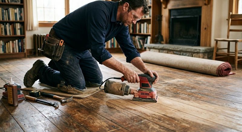 Our team working on Wood Floor Service projects in Bastrop, TX