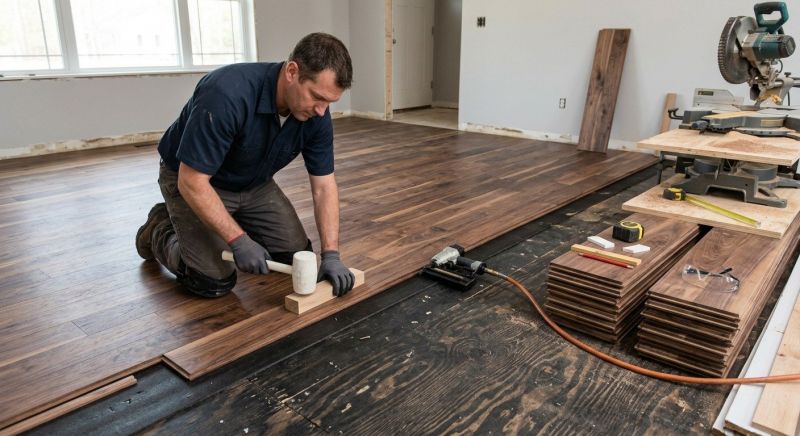 Walnut Flooring Installation in Bastrop, TX