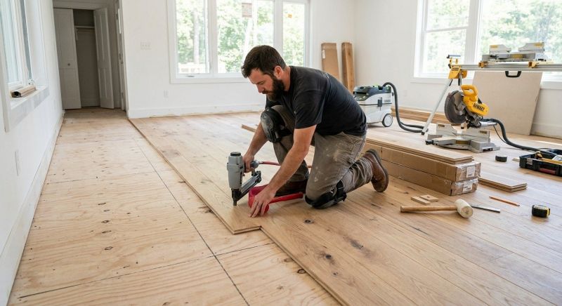 White Oak Floor Installation in Bastrop, TX